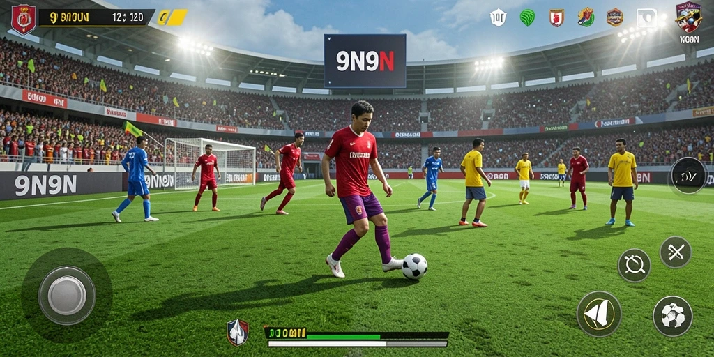 Tampilan permainan <strong>9N9N</strong> dengan aksi di lapangan sepak bola.