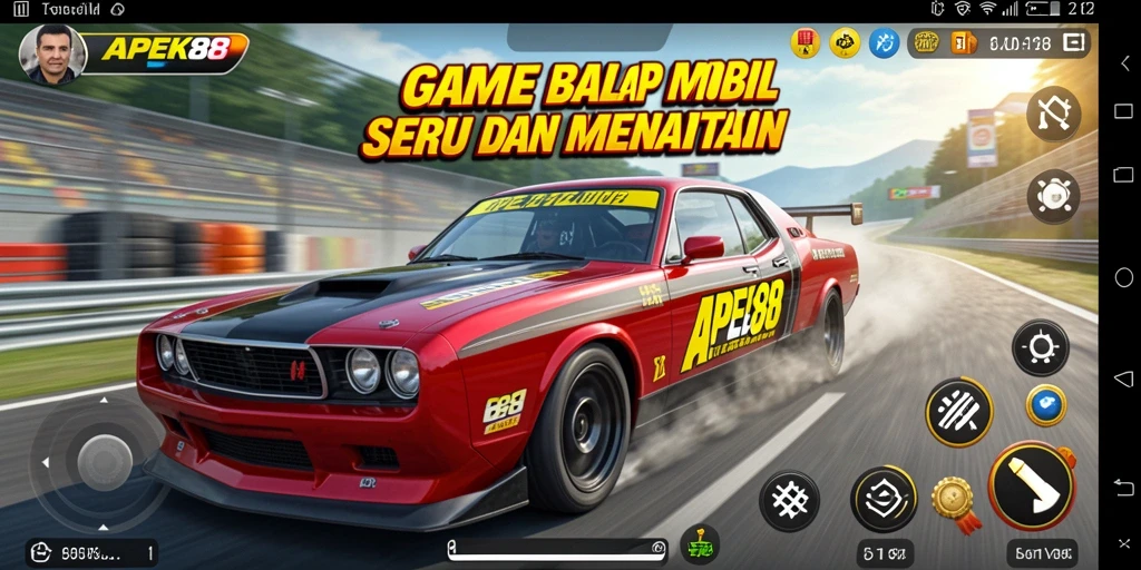 Tampilan gameplay APEK88 yang mendebarkan dan penuh aksi balap.