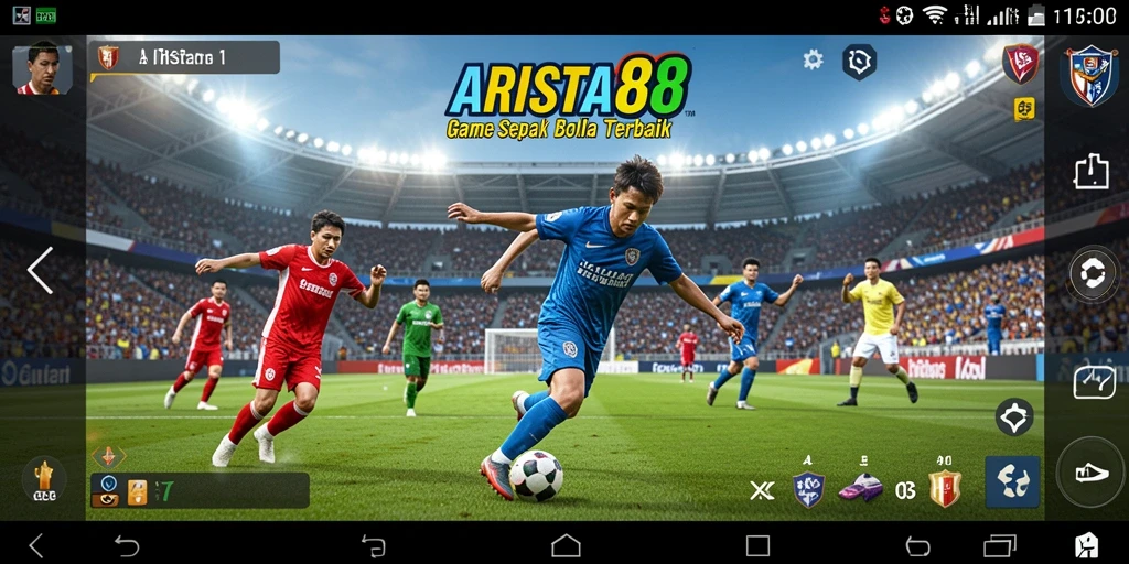 Gameplay menyerupai pertandingan sepak bola nyata dengan grafis yang menawan.