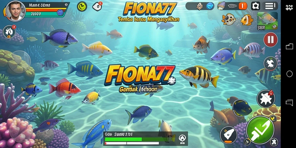 Tampilan seru gameplay FIONA77 saat menembak ikan.