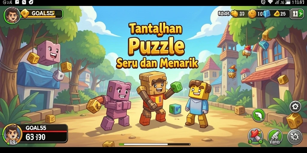 Gameplay seru di GOAL55 dengan berbagai puzzle menantang.