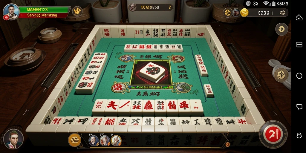 Tampilan menarik gameplay MAMEN123 dengan elemen Mahjong.