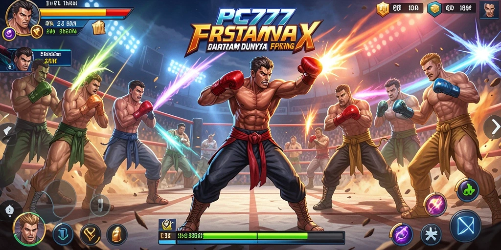 Screenshot gameplay PC777 dengan pertarungan mendebarkan dan karakter ikonik.