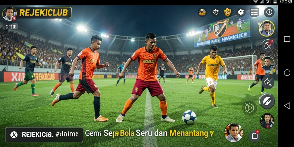Tampilan gameplay <strong>REJEKICLUB</strong> yang menampilkan pertandingan sepak bola seru.